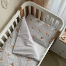 Set lenjerie de schimb pentru patut bebe 3 piese Mix ursulet gri (1)